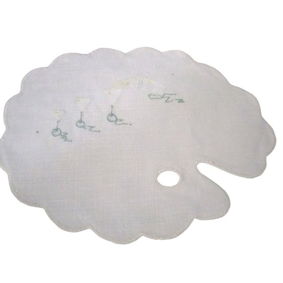 Vintage Martini Shaker Artist Palette Cocktail Napkin Applique Embroidery GUC - Picture 12 of 16